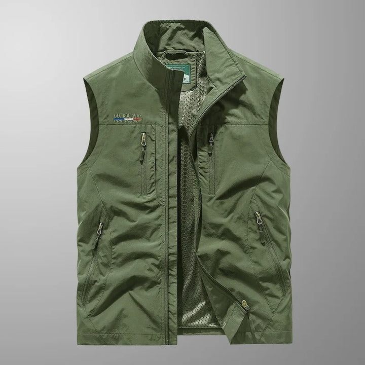 Théodore | Gilet Sans Manche Homme Multi-Poches Zippé Col Montant