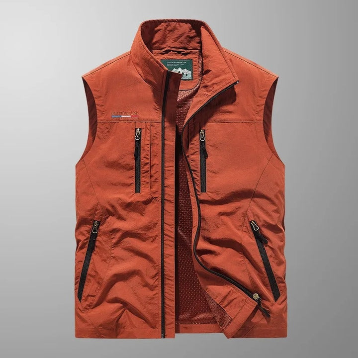 Théodore | Gilet Sans Manche Homme Multi-Poches Zippé Col Montant