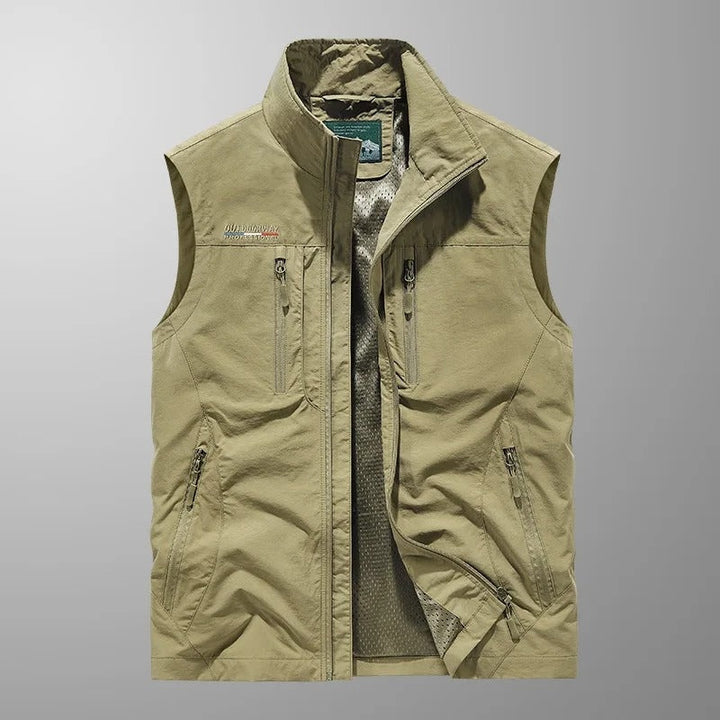 Théodore | Gilet Sans Manche Homme Multi-Poches Zippé Col Montant