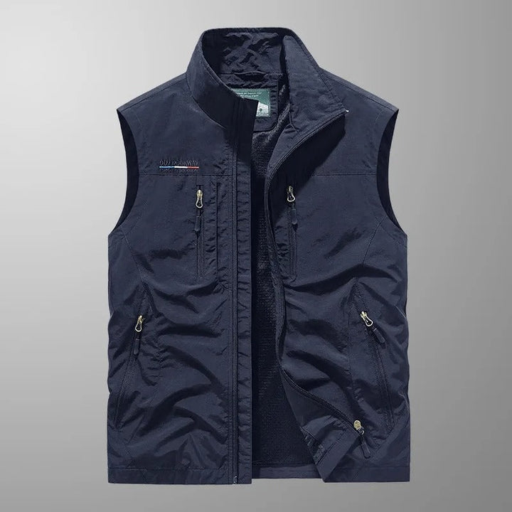 Théodore | Gilet Sans Manche Homme Multi-Poches Zippé Col Montant