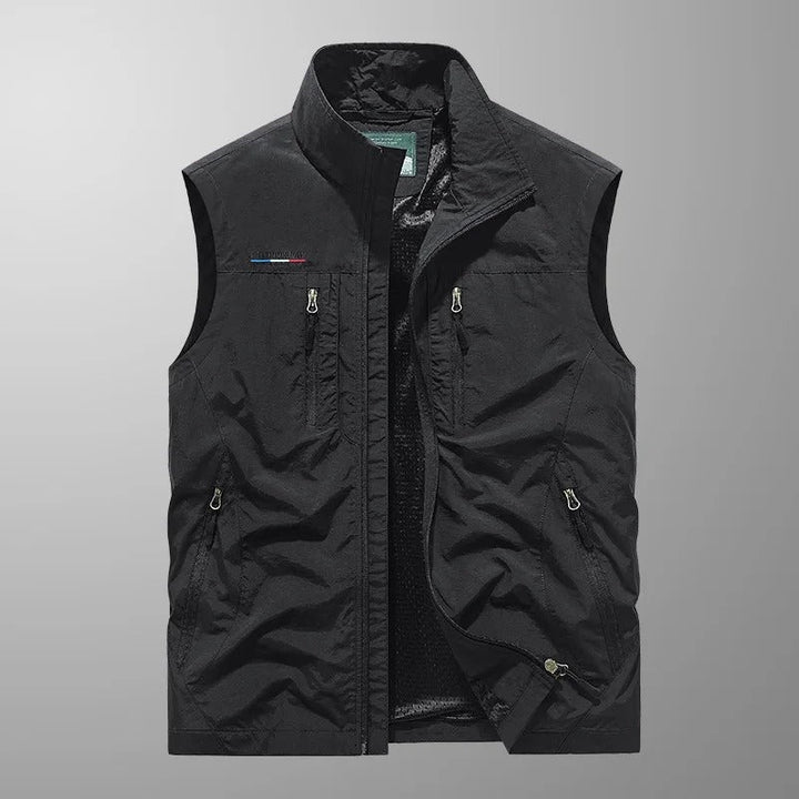 Théodore | Gilet Sans Manche Homme Multi-Poches Zippé Col Montant