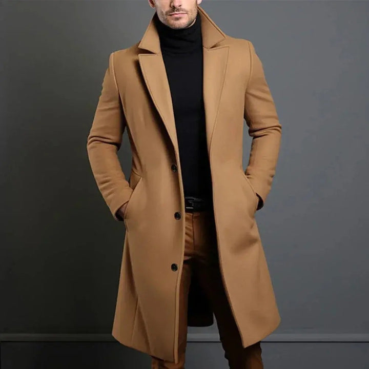 Thomas | Manteau Long en Laine Homme Coupe Ajustée Col à Revers