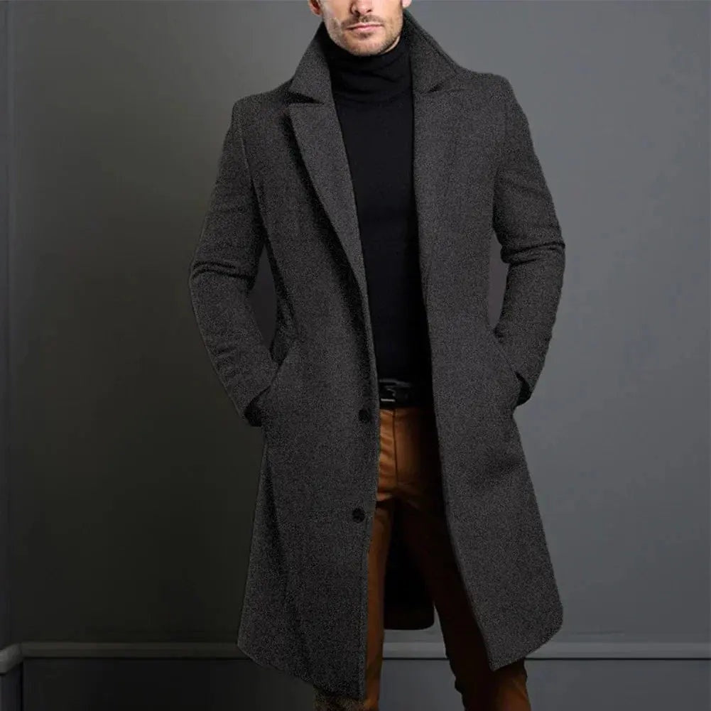 Thomas | Manteau Long en Laine Homme Coupe Ajustée Col à Revers