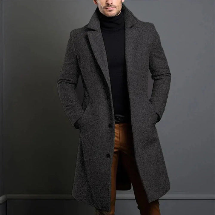 Thomas | Manteau Long en Laine Homme Coupe Ajustée Col à Revers