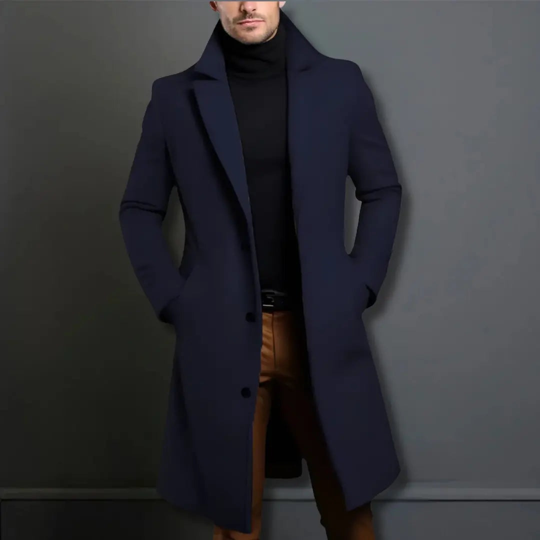 Thomas | Manteau Long en Laine Homme Coupe Ajustée Col à Revers