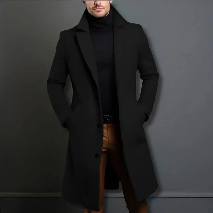 Thomas | Manteau Long en Laine Homme Coupe Ajustée Col à Revers