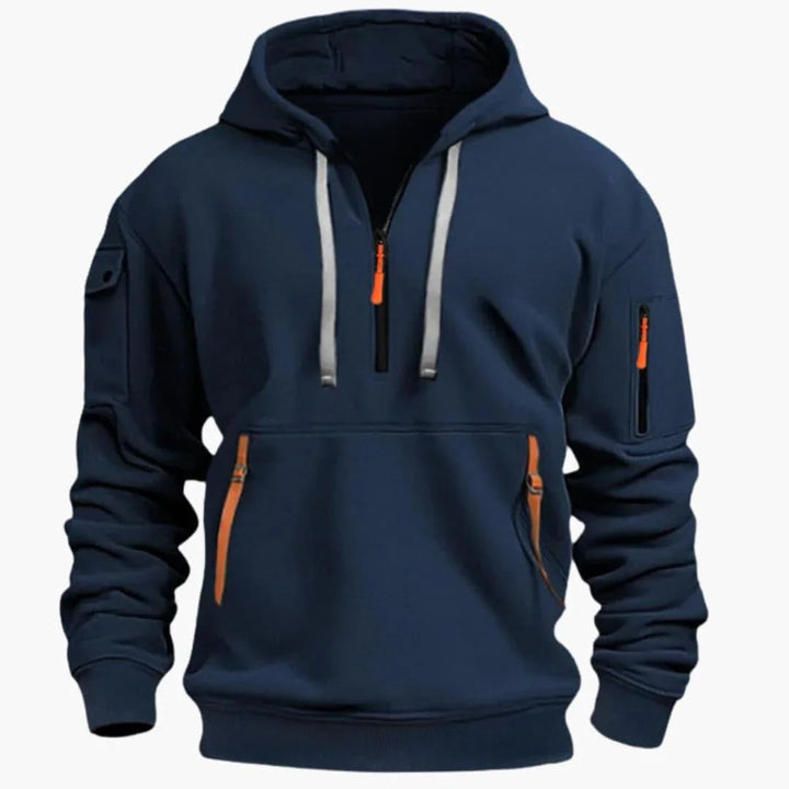 Thomas | Sweat à Capuche Homme Demi-Zip Poches Zippées