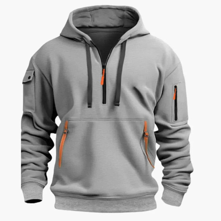 Thomas | Sweat à Capuche Homme Demi-Zip Poches Zippées