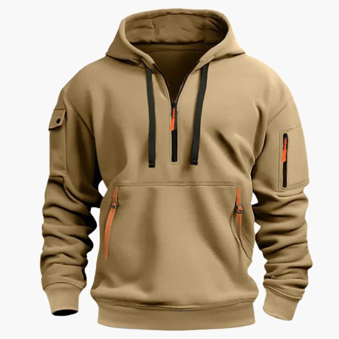 Thomas | Sweat à Capuche Homme Demi-Zip Poches Zippées