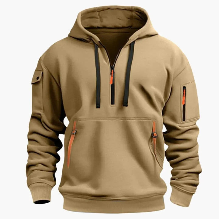 Thomas | Sweat à Capuche Homme Demi-Zip Poches Zippées