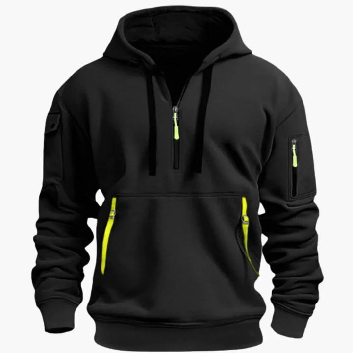 Thomas | Sweat à Capuche Homme Demi-Zip Poches Zippées