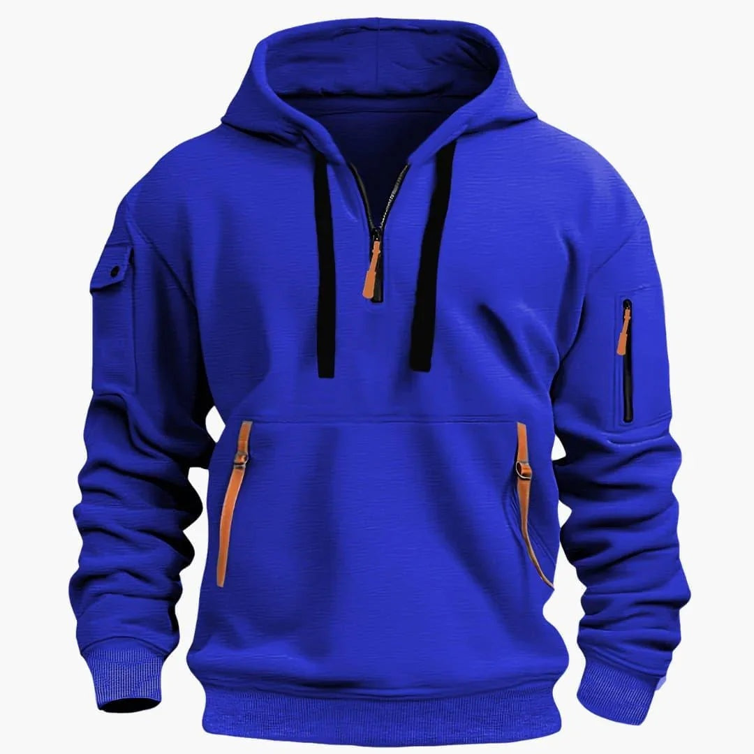 Thomas | Sweat à Capuche Homme Demi-Zip Poches Zippées