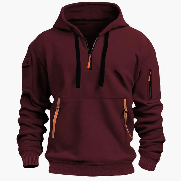 Thomas | Sweat à Capuche Homme Demi-Zip Poches Zippées