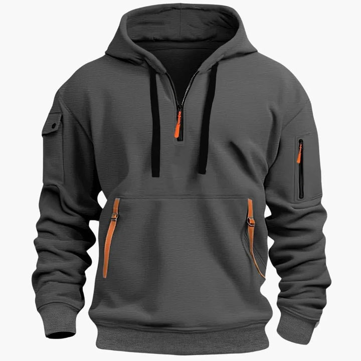 Thomas | Sweat à Capuche Homme Demi-Zip Poches Zippées