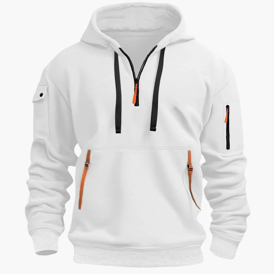 Thomas | Sweat à Capuche Homme Demi-Zip Poches Zippées