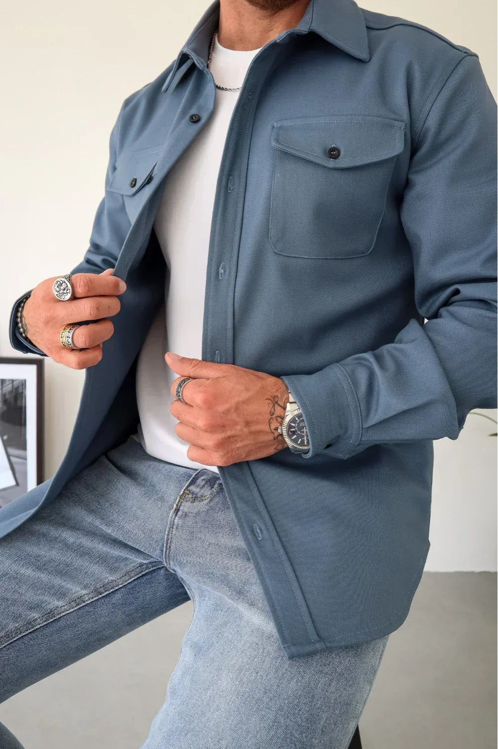 Thomas | Veste Homme Chemise Overshirt Manches Longues Poche Poitrine