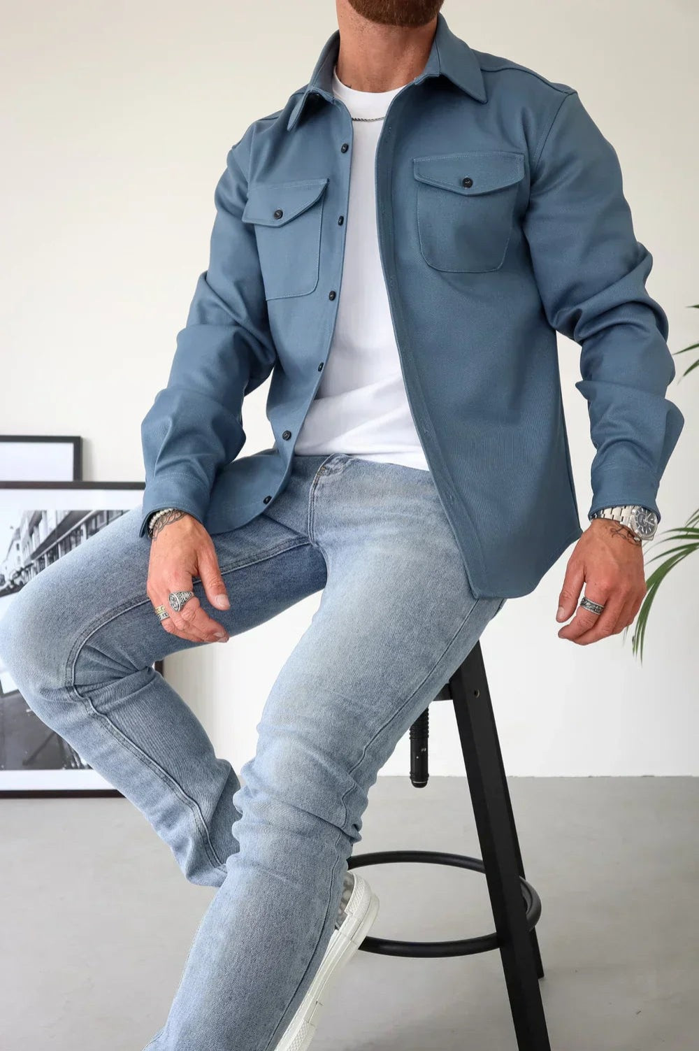 Thomas | Veste Homme Chemise Overshirt Manches Longues Poche Poitrine