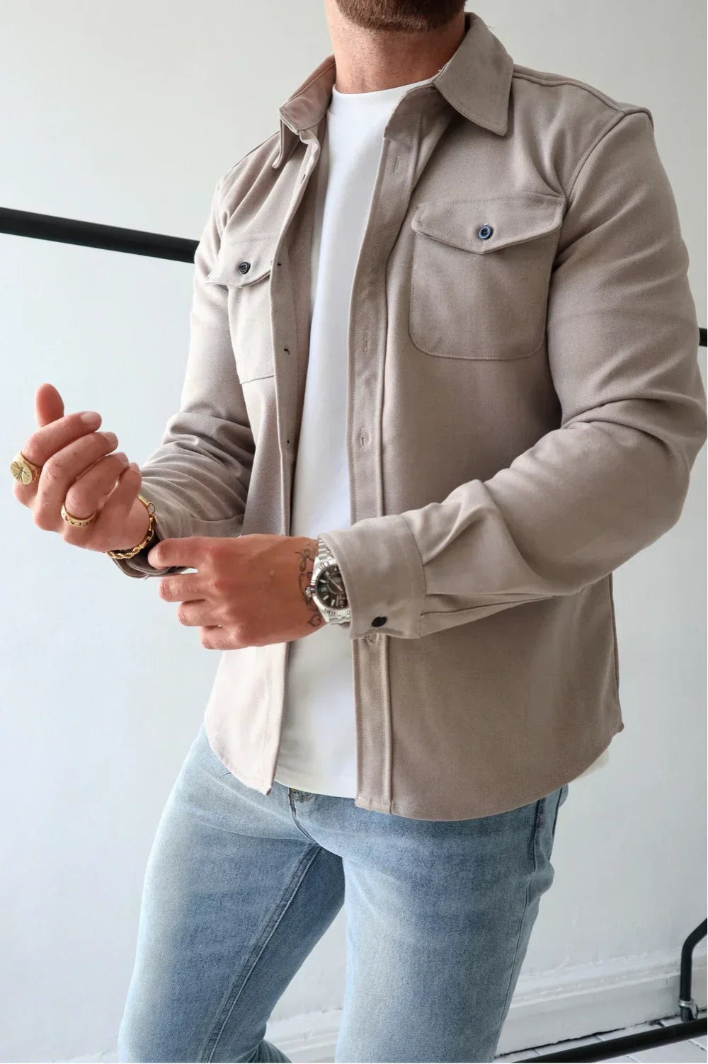 Thomas | Veste Homme Chemise Overshirt Manches Longues Poche Poitrine