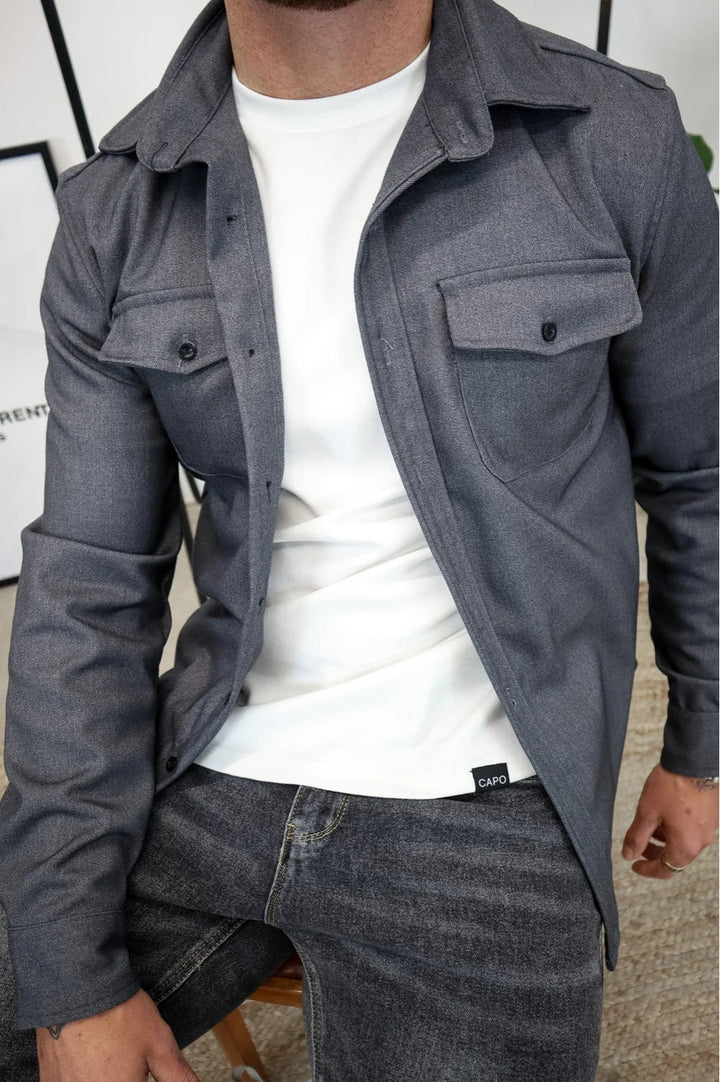 Thomas | Veste Homme Chemise Overshirt Manches Longues Poche Poitrine