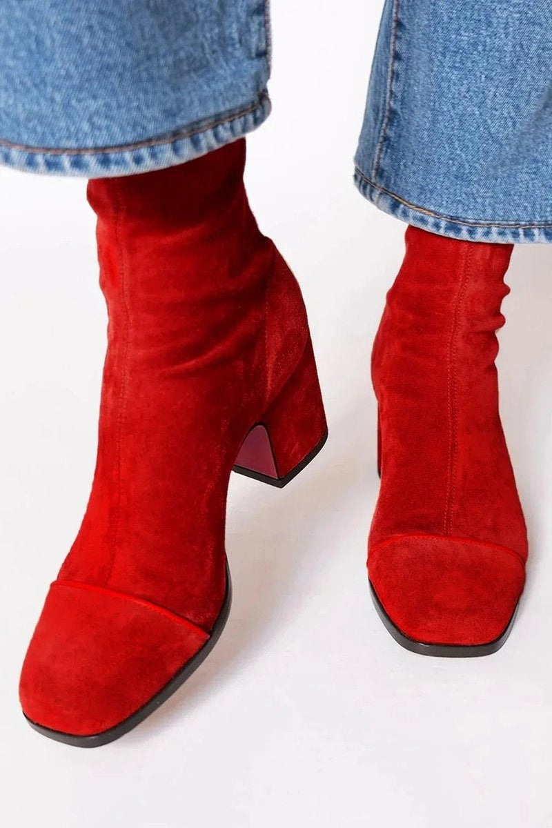 Victoire | Boots Tendance Femme Velours Talon Bloc Motif Léopard