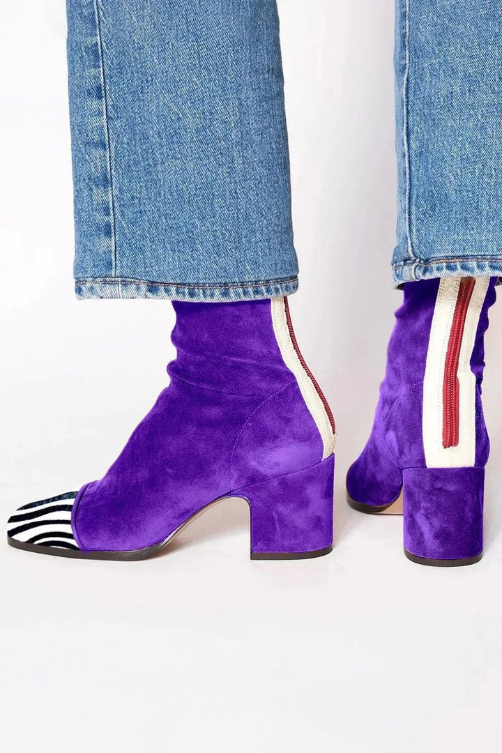 Victoire | Boots Tendance Femme Velours Talon Bloc Motif Léopard