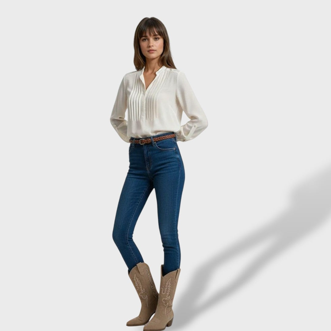 Victoire | Bottes Western Femme Suède Brodées Talon Bloc