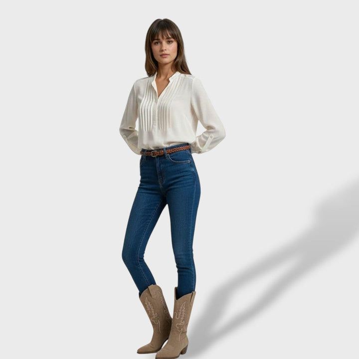 Victoire | Bottes Western Femme Suède Brodées Talon Bloc