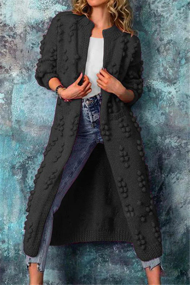 Victoire | Cardigan Long Femme Grosse Maille Texturée Ouvert