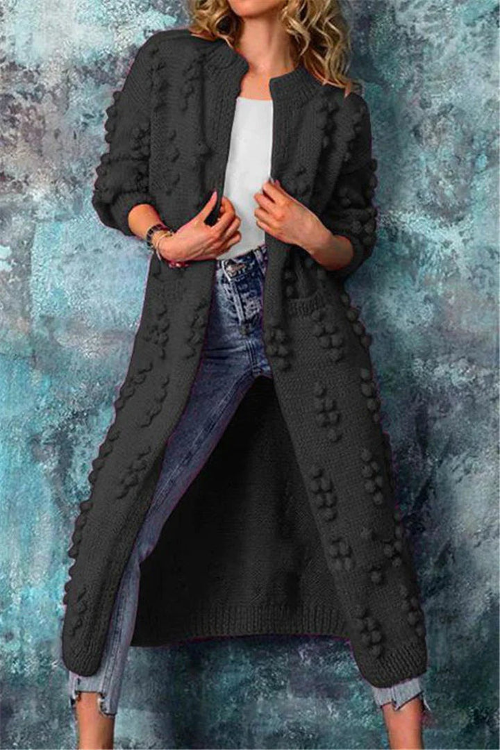 Victoire | Cardigan Long Femme Grosse Maille Texturée Ouvert