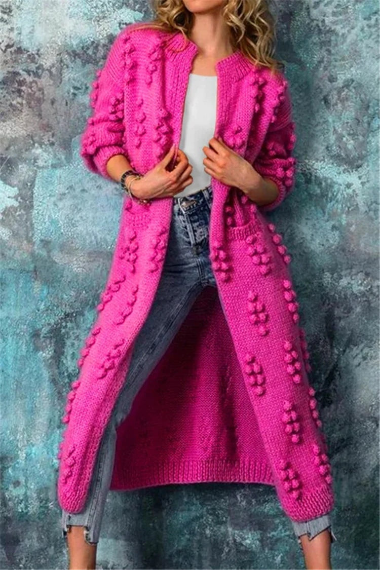 Victoire | Cardigan Long Femme Grosse Maille Texturée Ouvert
