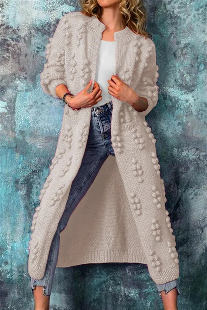 Victoire | Cardigan Long Femme Grosse Maille Texturée Ouvert