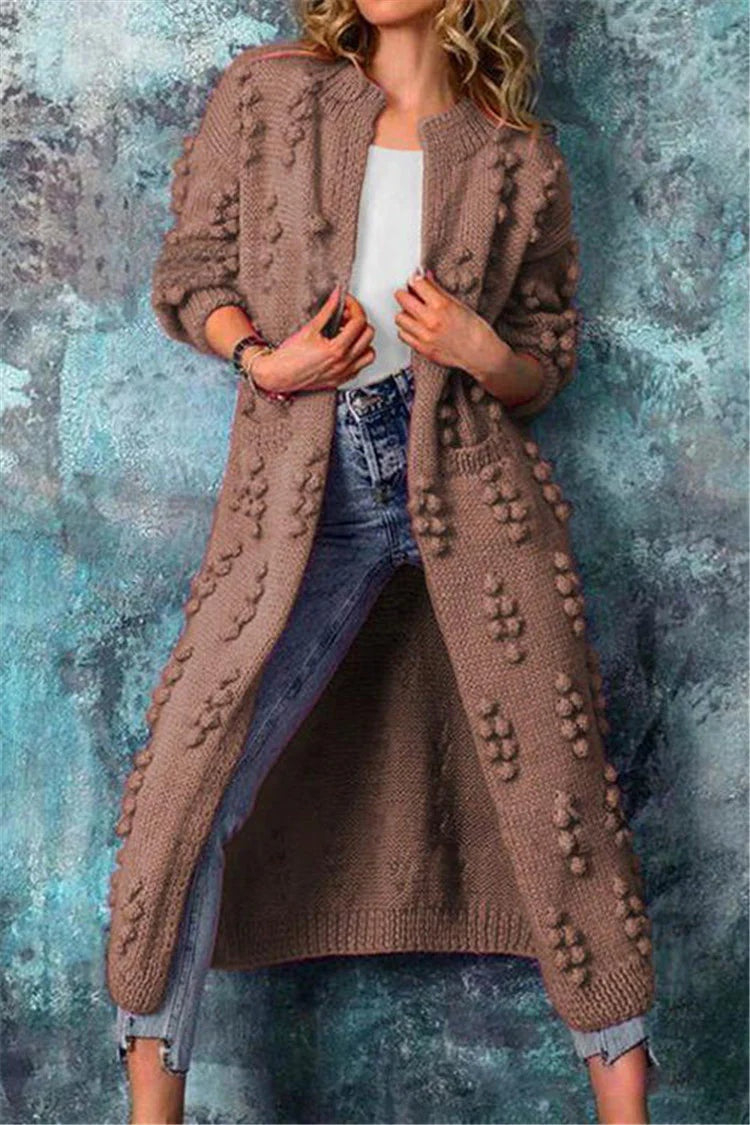 Victoire | Cardigan Long Femme Grosse Maille Texturée Ouvert
