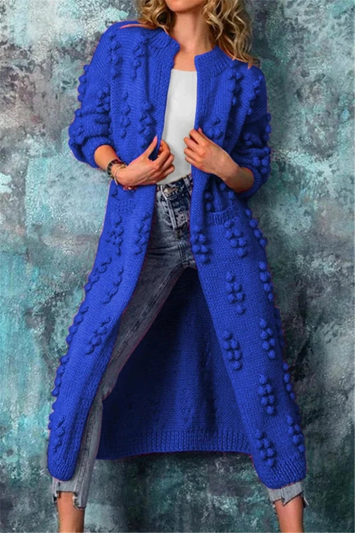 Victoire | Cardigan Long Femme Grosse Maille Texturée Ouvert