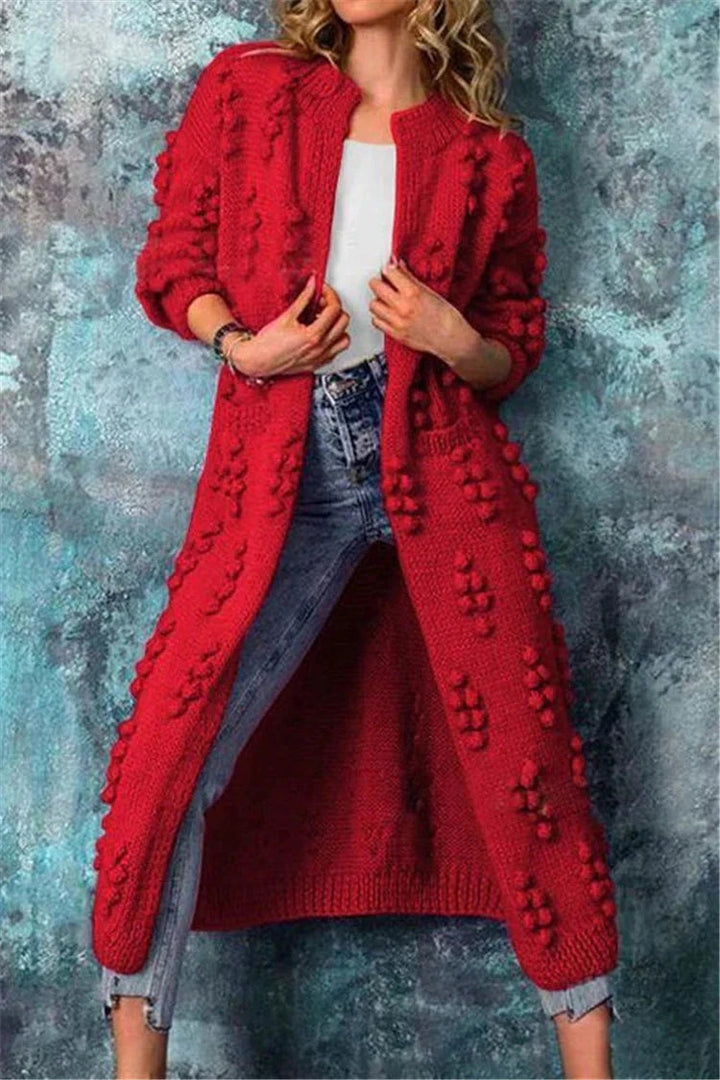 Victoire | Cardigan Long Femme Grosse Maille Texturée Ouvert