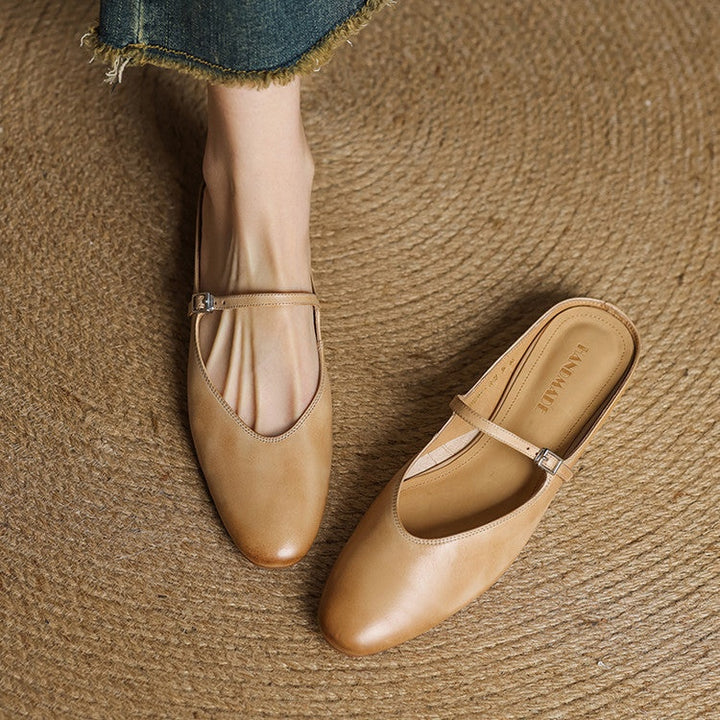 Victoire | Chaussure à Talon Carré en Cuir Véritable Femme Mary Jane