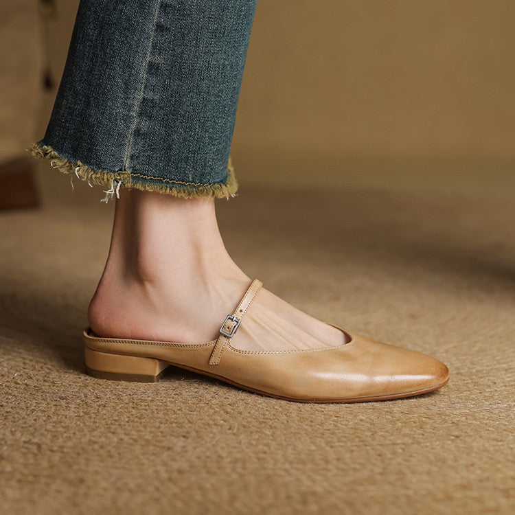 Victoire | Chaussure à Talon Carré en Cuir Véritable Femme Mary Jane
