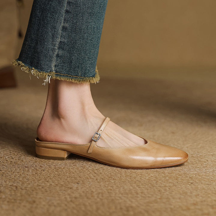 Victoire | Chaussure à Talon Carré en Cuir Véritable Femme Mary Jane