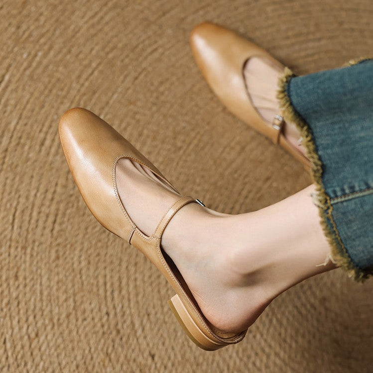 Victoire | Chaussure à Talon Carré en Cuir Véritable Femme Mary Jane