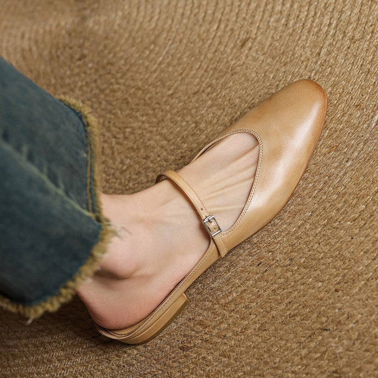 Victoire | Chaussure à Talon Carré en Cuir Véritable Femme Mary Jane