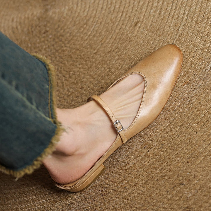 Victoire | Chaussure à Talon Carré en Cuir Véritable Femme Mary Jane