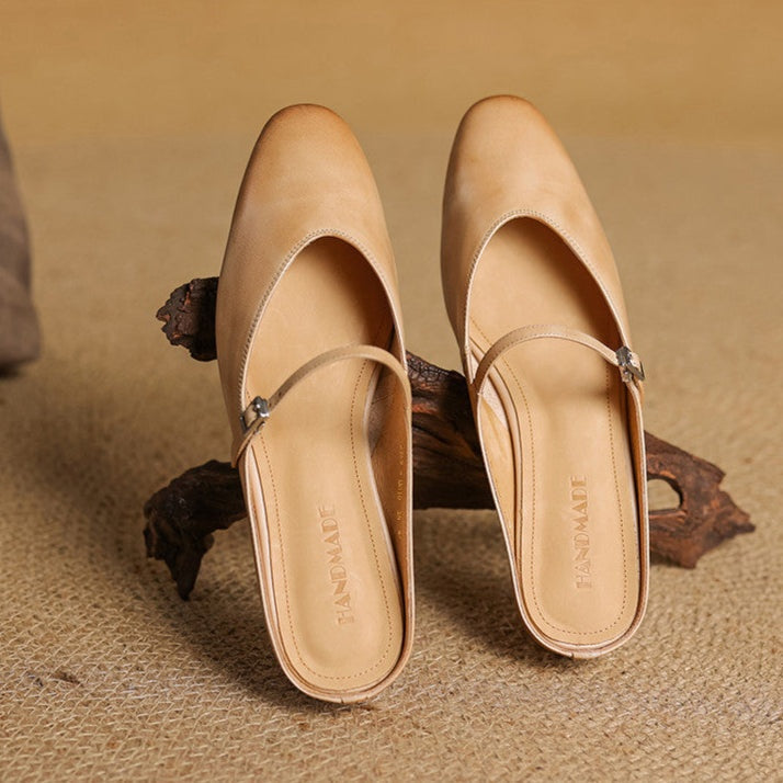 Victoire | Chaussure à Talon Carré en Cuir Véritable Femme Mary Jane