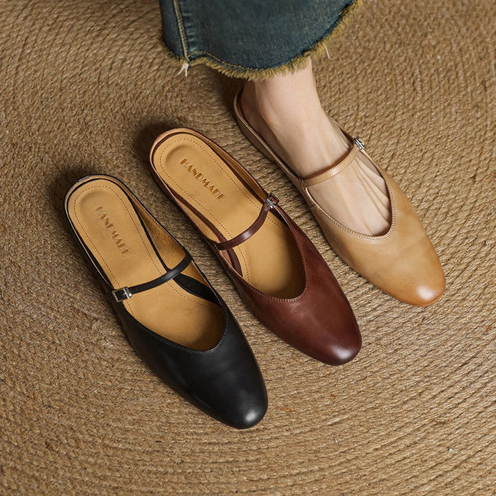 Victoire | Chaussure à Talon Carré en Cuir Véritable Femme Mary Jane