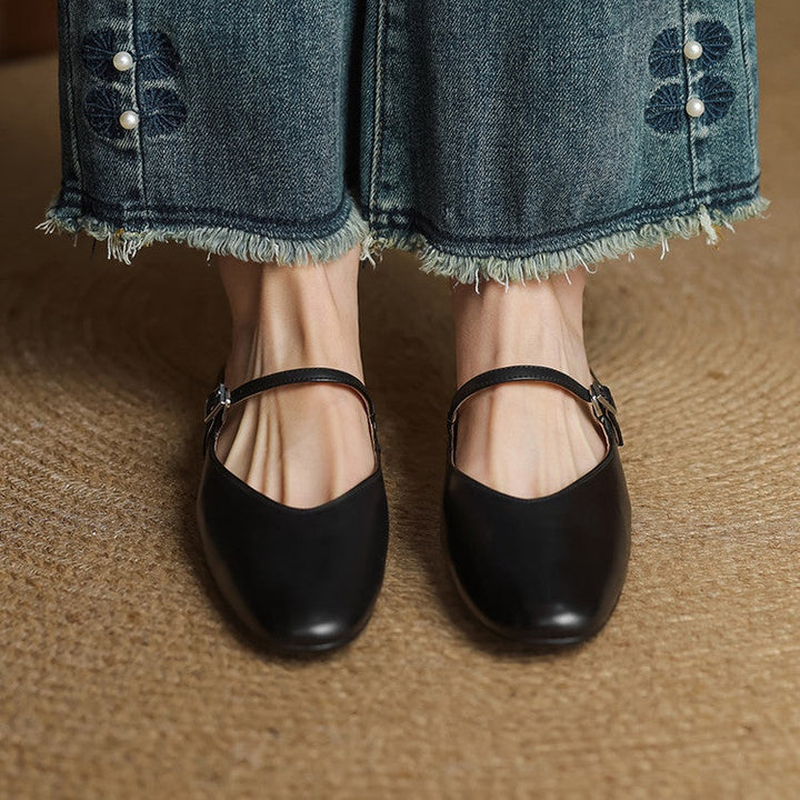 Victoire | Chaussure à Talon Carré en Cuir Véritable Femme Mary Jane