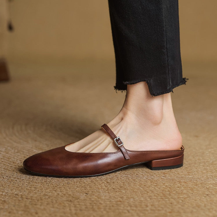 Victoire | Chaussure à Talon Carré en Cuir Véritable Femme Mary Jane