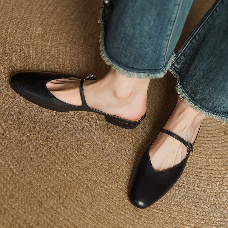 Victoire | Chaussure à Talon Carré en Cuir Véritable Femme Mary Jane