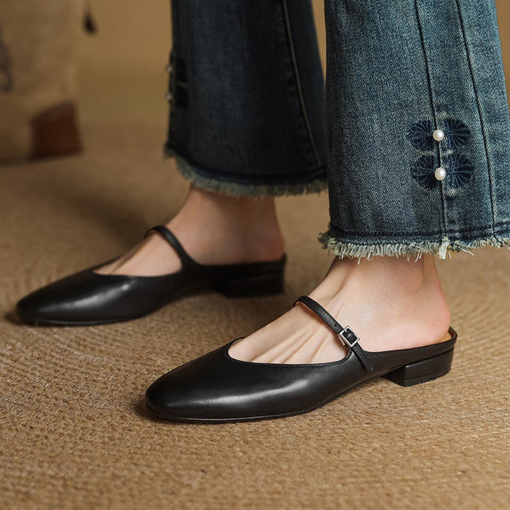 Victoire | Chaussure à Talon Carré en Cuir Véritable Femme Mary Jane