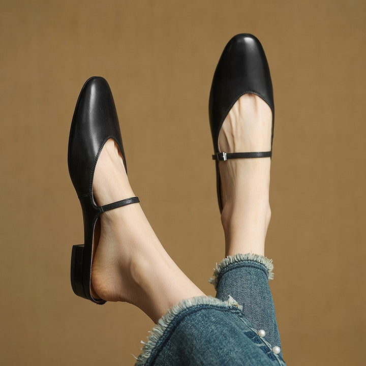 Victoire | Chaussure à Talon Carré en Cuir Véritable Femme Mary Jane