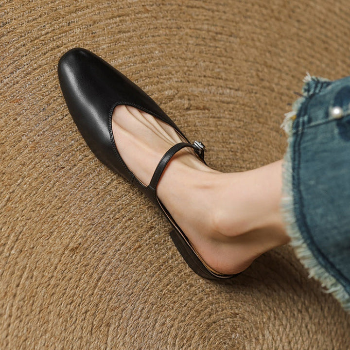 Victoire | Chaussure à Talon Carré en Cuir Véritable Femme Mary Jane