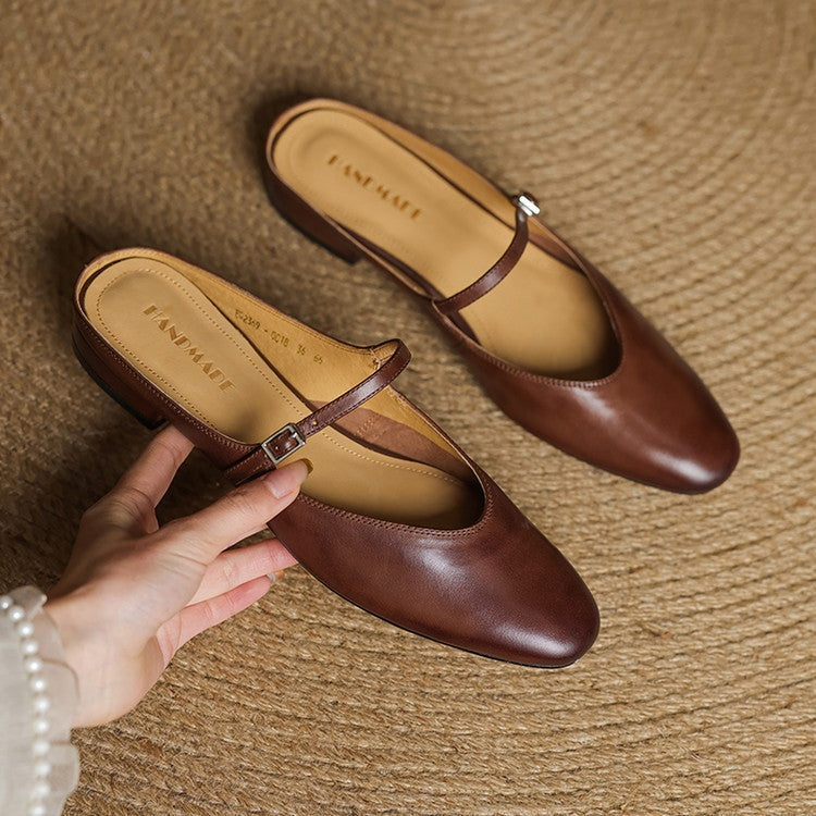 Victoire | Chaussure à Talon Carré en Cuir Véritable Femme Mary Jane
