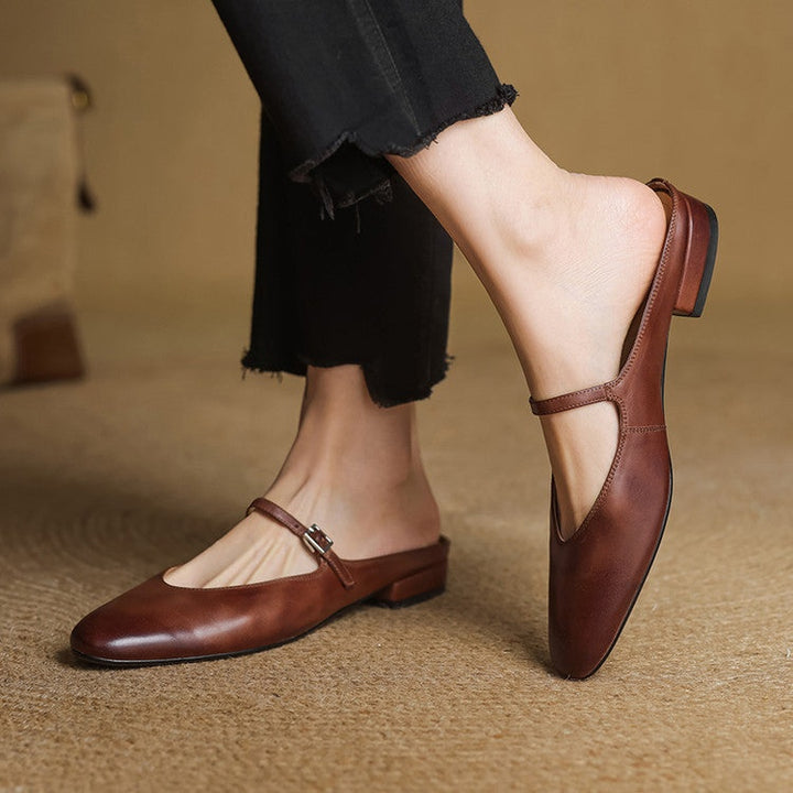 Victoire | Chaussure à Talon Carré en Cuir Véritable Femme Mary Jane